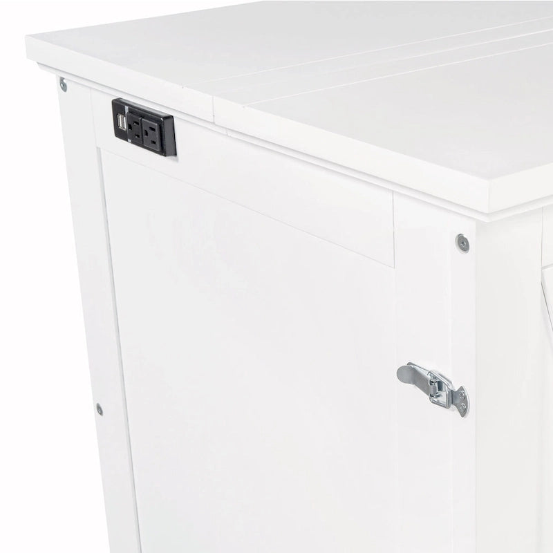 Farmhouse Murphy Bed Convertible Space-Saving Cube Chest Cabinet with Large Drawers and Charging Station, Foldable Platform Bed