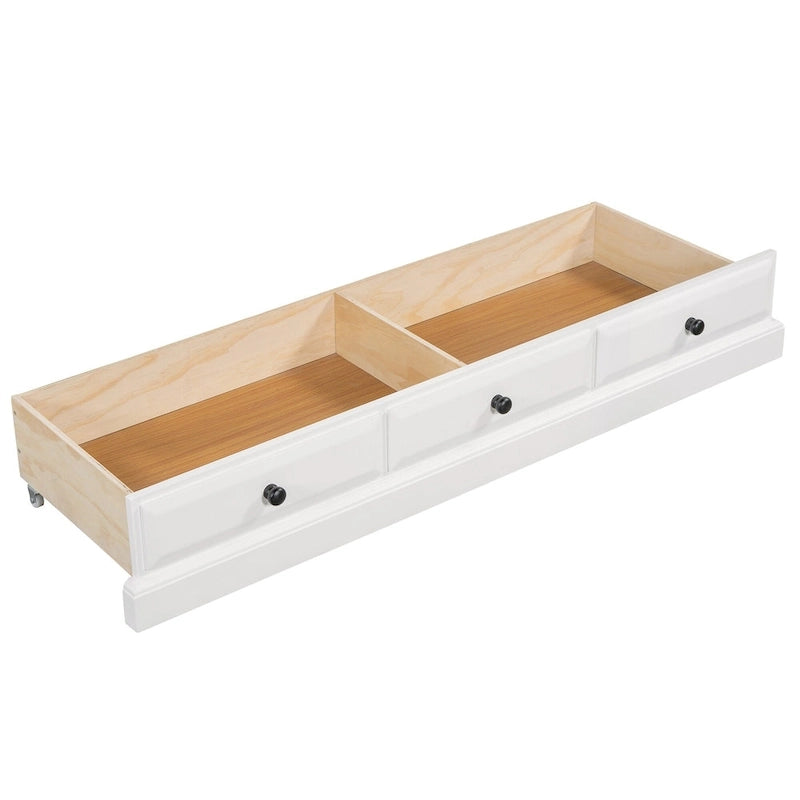 Farmhouse Murphy Bed Convertible Space-Saving Cube Chest Cabinet with Large Drawers and Charging Station, Foldable Platform Bed