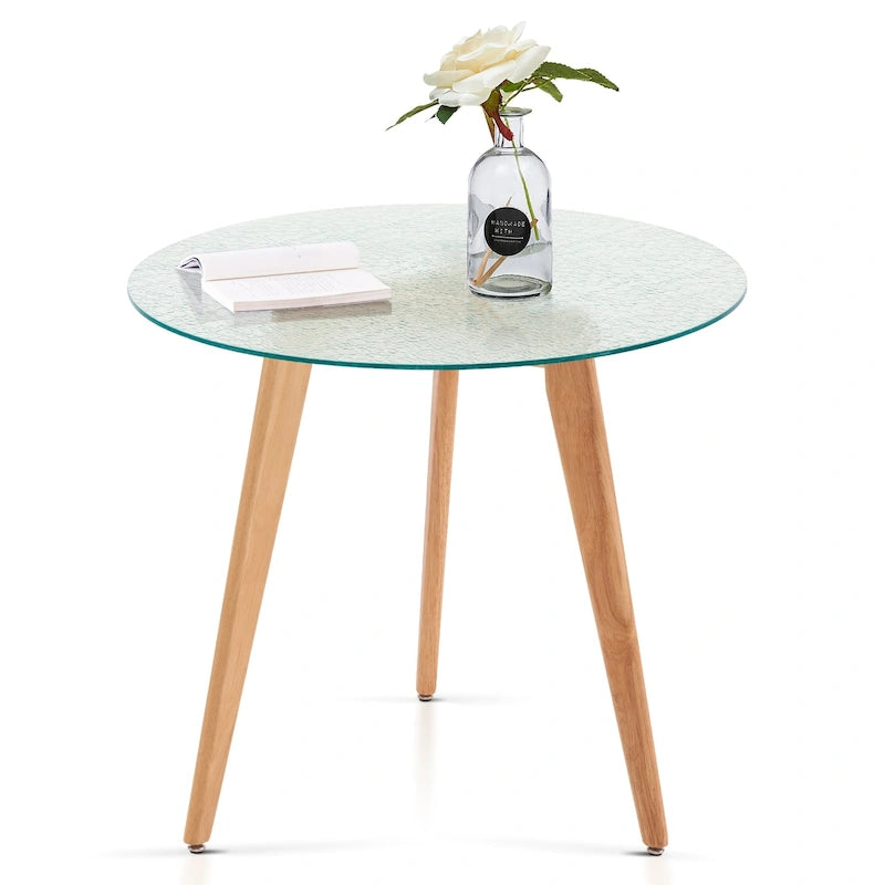 Ivinta Modern Small Dining Table Round Glass Coffee Table Farmhouse Kitchen Table
