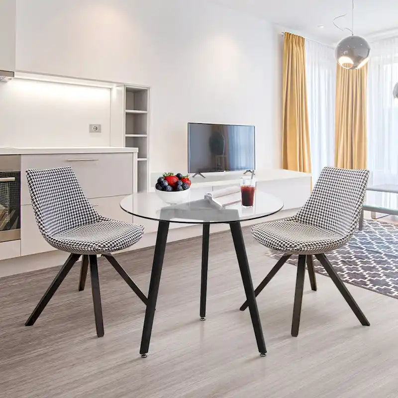 Ivinta Modern Small Dining Table Round Glass Coffee Table Farmhouse Kitchen Table