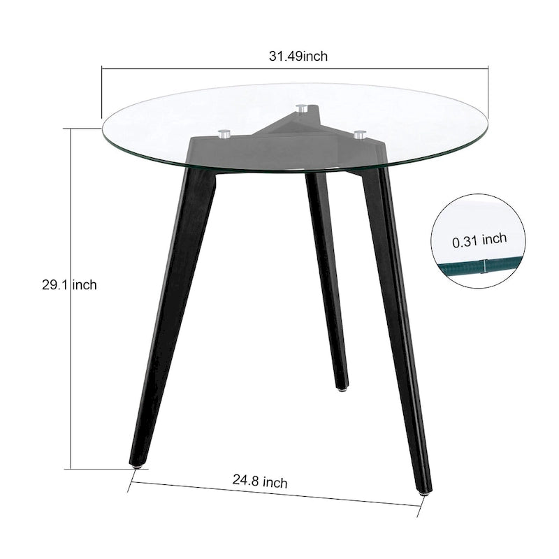 Ivinta Modern Small Dining Table Round Glass Coffee Table Farmhouse Kitchen Table