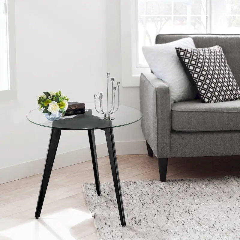 Ivinta Modern Small Dining Table Round Glass Coffee Table Farmhouse Kitchen Table