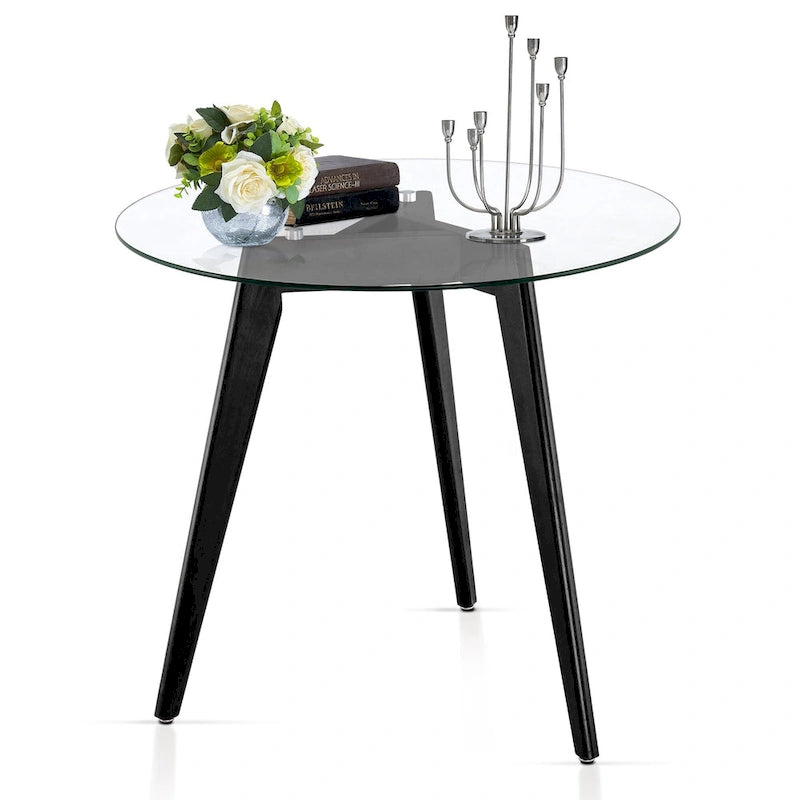 Ivinta Modern Small Dining Table Round Glass Coffee Table Farmhouse Kitchen Table