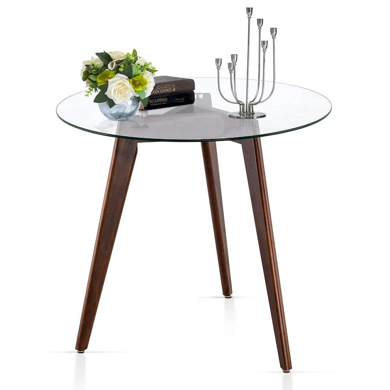 Ivinta Modern Small Dining Table Round Glass Coffee Table Farmhouse Kitchen Table