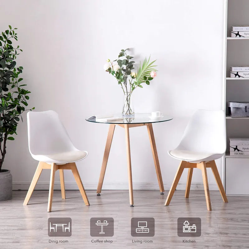 Ivinta Modern Small Dining Table Round Glass Coffee Table Farmhouse Kitchen Table