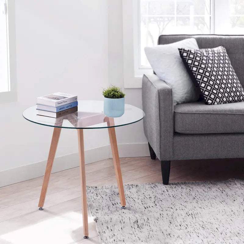Ivinta Modern Small Dining Table Round Glass Coffee Table Farmhouse Kitchen Table
