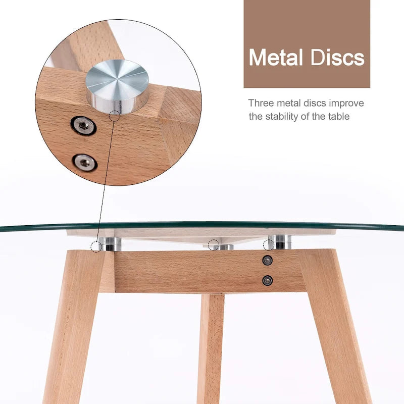 Ivinta Modern Small Dining Table Round Glass Coffee Table Farmhouse Kitchen Table