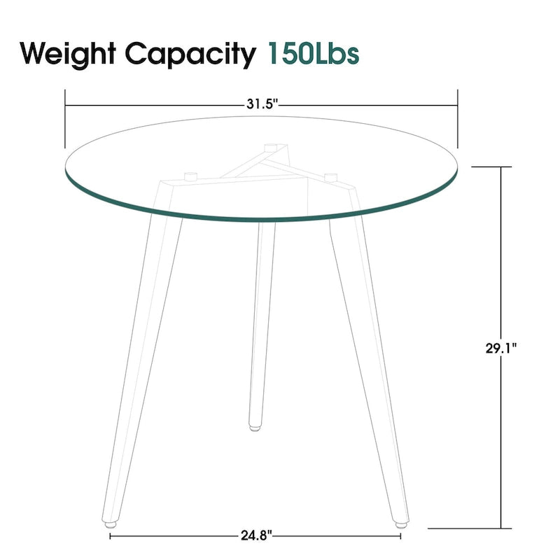 Ivinta Modern Small Dining Table Round Glass Coffee Table Farmhouse Kitchen Table