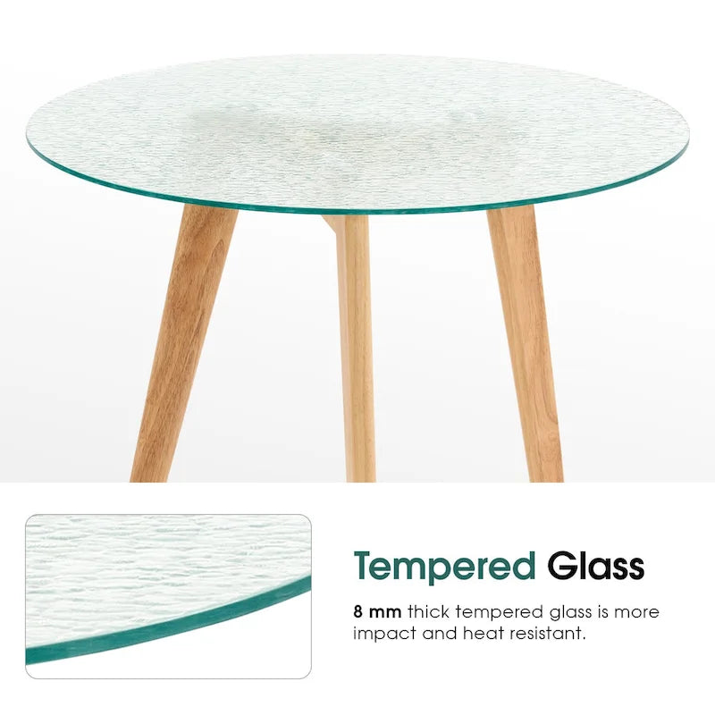 Ivinta Modern Small Dining Table Round Glass Coffee Table Farmhouse Kitchen Table