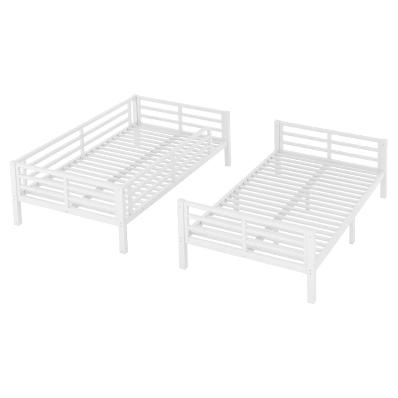 Metal Twin XL over Twin XL Bunk Bed for Teens and Adults,Space-Saving/Noise Reduced/No Box Spring Needed,White