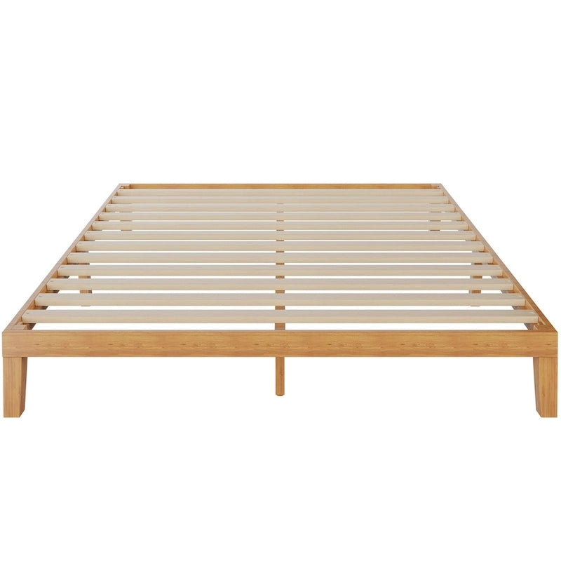 Queen Size Solid Wood Platform Bed with 1000lb Capacity, Under-Bed Storage ( No Headboard)