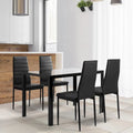 Modern 5-Piece Dining Set with Rectangular Tempered Glass Table & 4 High Back Upholstered Chairs