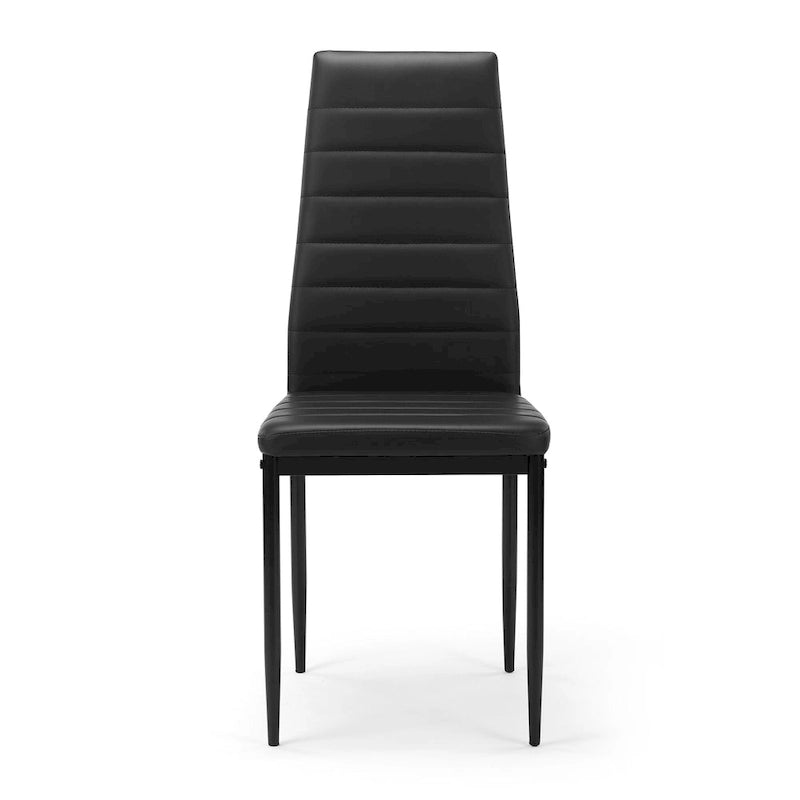 Modern 5-Piece Dining Set with Rectangular Tempered Glass Table & 4 High Back Upholstered Chairs