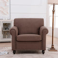 Brown Modern 37.4 Upholstered Accent Chair with Solid Wood Frame and Nailheads for Living Room