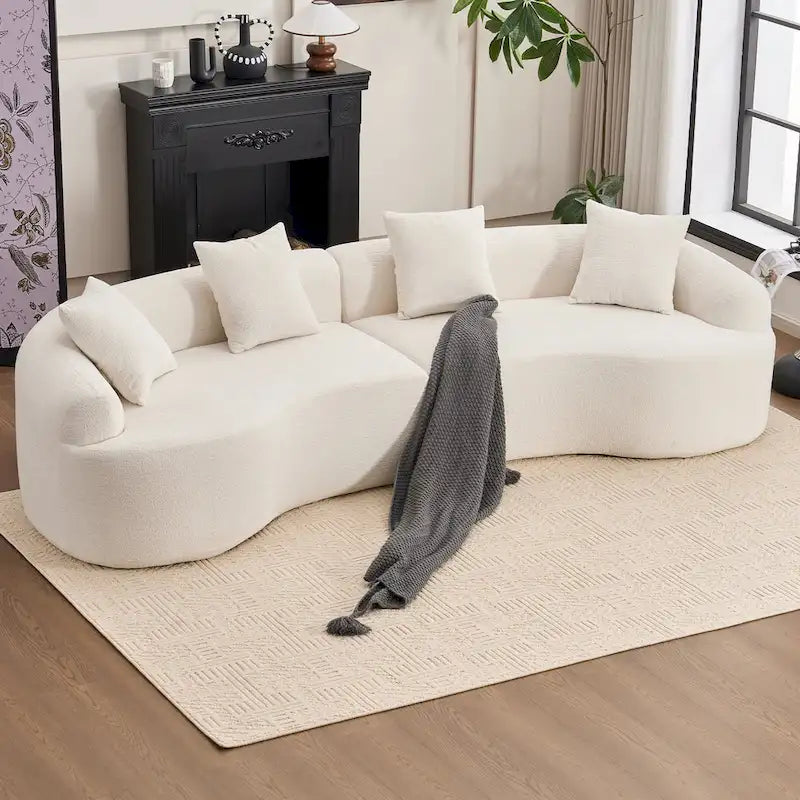 Luxury Chenille Fabric Sofa,4 Seater Modular Curved Sectional Couch
