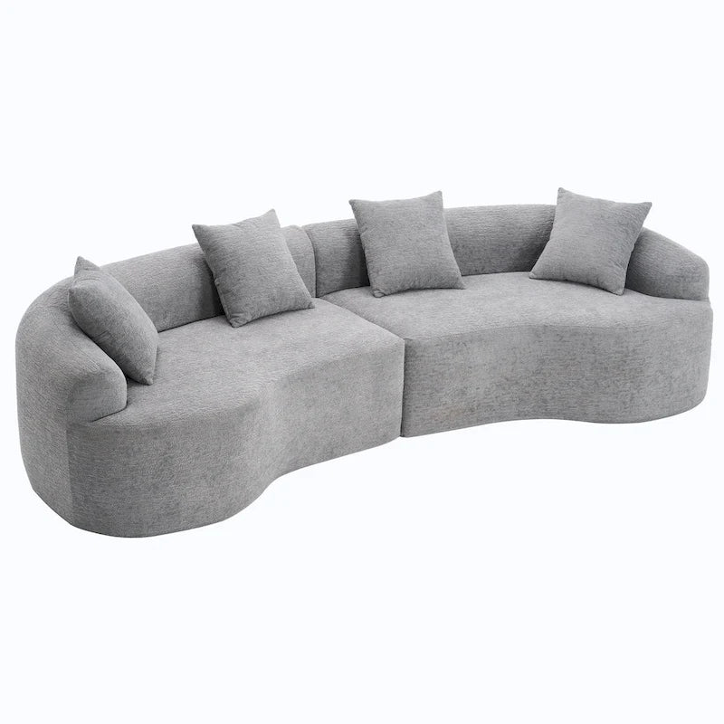 Luxury Chenille Fabric Sofa,4 Seater Modular Curved Sectional Couch