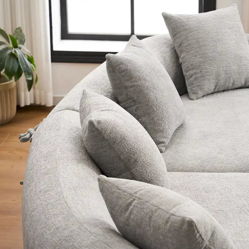 Luxury Chenille Fabric Sofa,4 Seater Modular Curved Sectional Couch