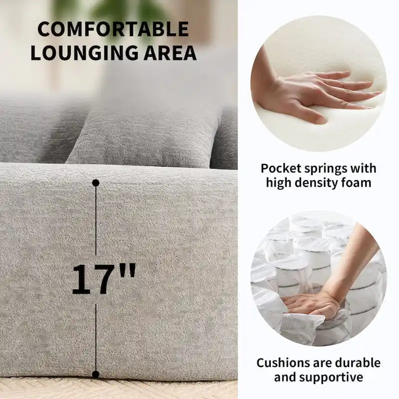 Luxury Chenille Fabric Sofa,4 Seater Modular Curved Sectional Couch