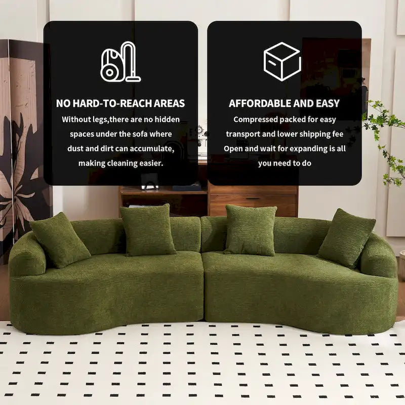 Luxury Chenille Fabric Sofa,4 Seater Modular Curved Sectional Couch