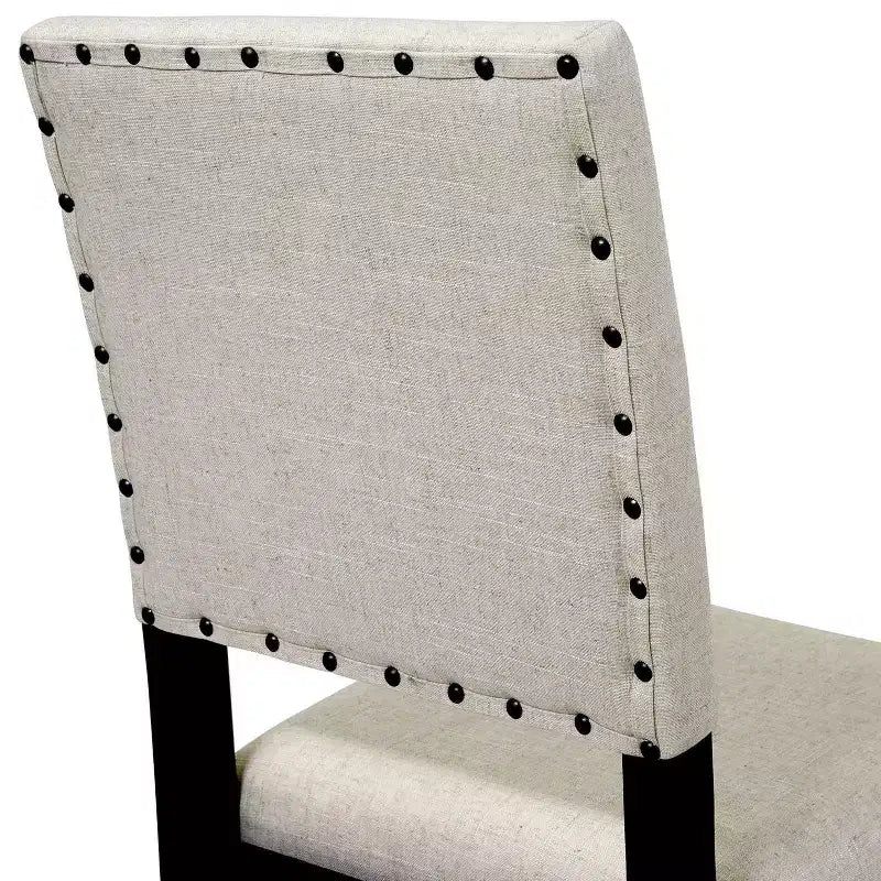 2pk Eliza Button Tufted Counter Height Barstool Black/Beige: Upholstered, Nailhead, Wood Legs - HOMES: Inside + Out