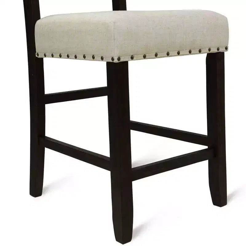 2pk Eliza Button Tufted Counter Height Barstool Black/Beige: Upholstered, Nailhead, Wood Legs - HOMES: Inside + Out