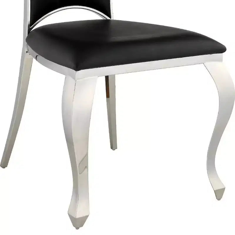 Cyrene 20" Dining Chairs Black - Acme Furniture: Stainless Steel Frame, PU Upholstered, No Assembly Required