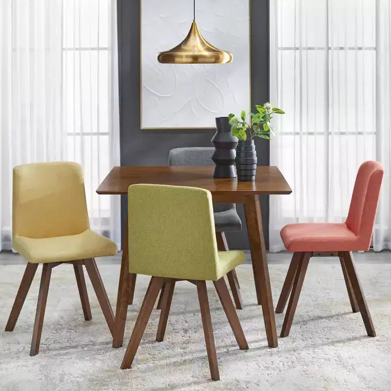 Buylateral Set of 4 Clybourn Mid Century Modern Upholstered Dining Chair : Mid-Century Modern, Upholstered, Rubberwood Legs