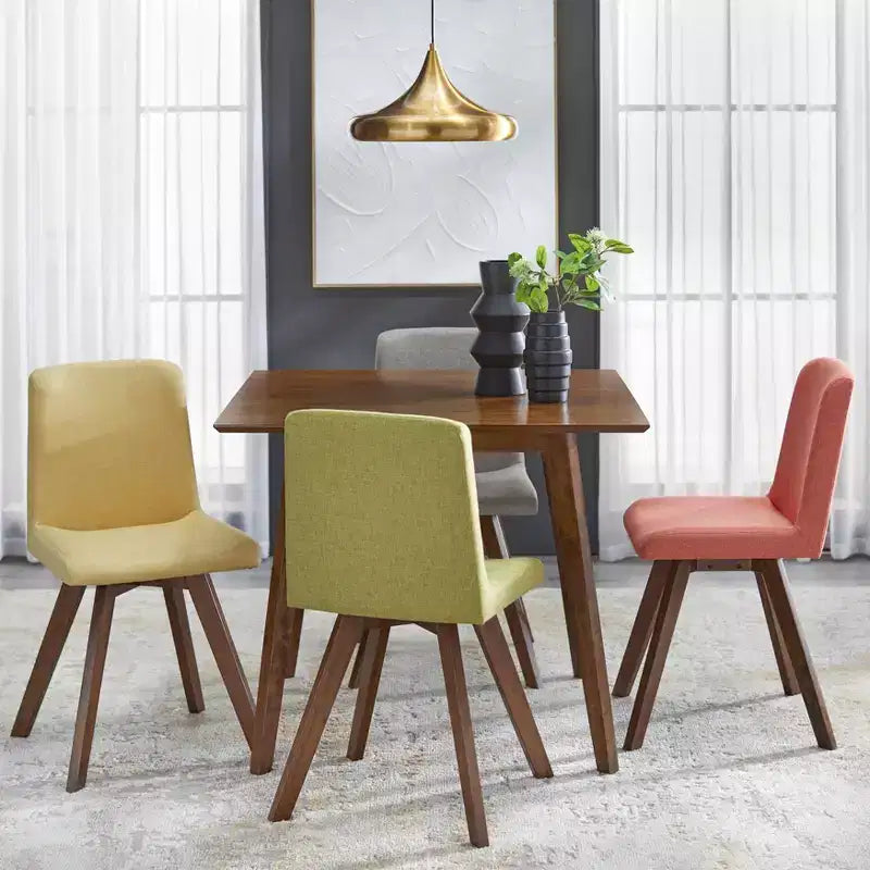 Buylateral Set of 4 Clybourn Mid Century Modern Upholstered Dining Chair : Mid-Century Modern, Upholstered, Rubberwood Legs