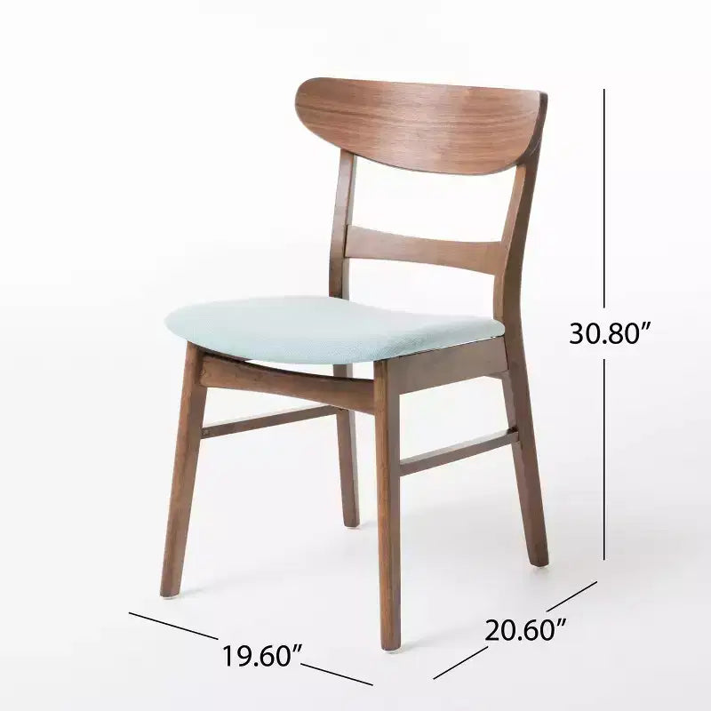 Set of 4 Idalia Mid-Century Modern Dining Chairs Mint/Walnut: Upholstered, Rubberwood Frame - Christopher Knight Home