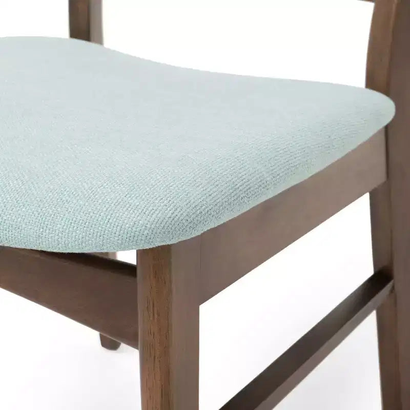 Set of 4 Idalia Mid-Century Modern Dining Chairs Mint/Walnut: Upholstered, Rubberwood Frame - Christopher Knight Home