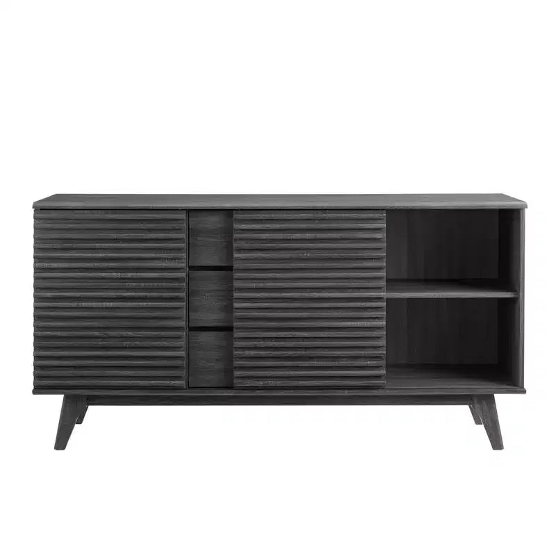 63" Render Sideboard Buffet Table or TV Stand Charcoal - Modway: Mid-Century Modern, Media Storage