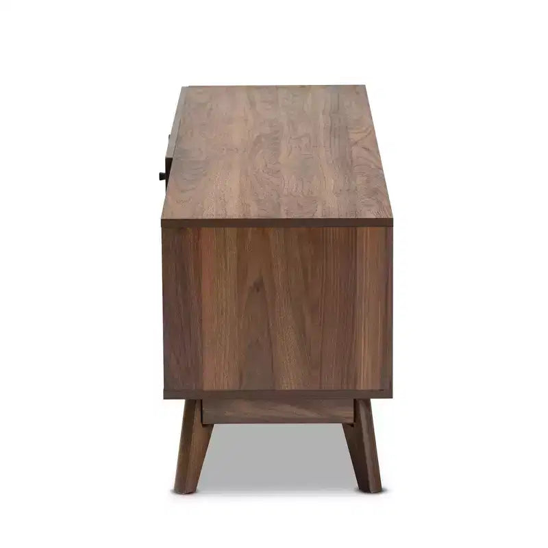 Hartman Wood TV Stand for TVs up to 60" Walnut Brown - Baxton Studio: Entertainment Center with Storage Drawer