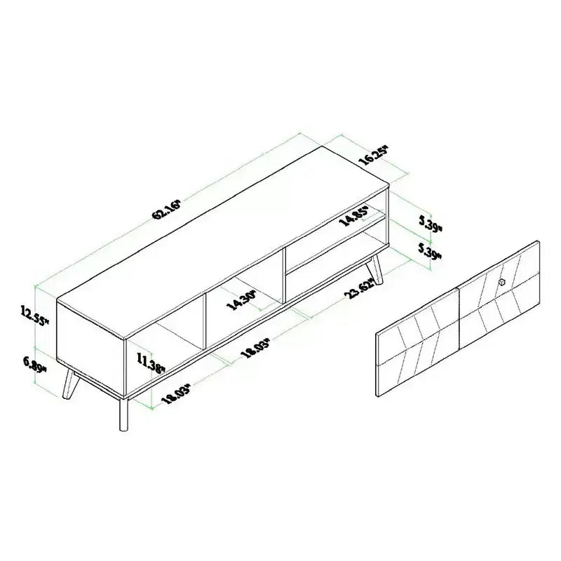 Hartman Wood TV Stand for TVs up to 60" Walnut Brown - Baxton Studio: Entertainment Center with Storage Drawer