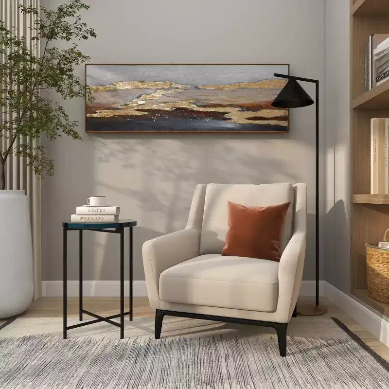 Olivia & May Metal X Shaped Accent Table with Textured Glass Tabletop Black: Contemporary Design, No Assembly Required
