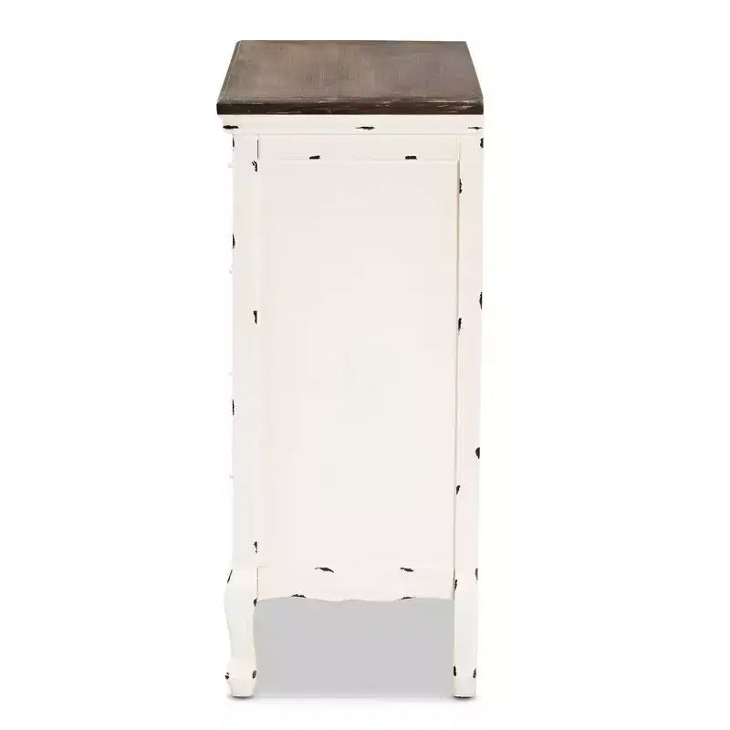 Levron Two-Tone Wood 5 Drawer Storage Cabinet Walnut Brown/White - Baxton Studio