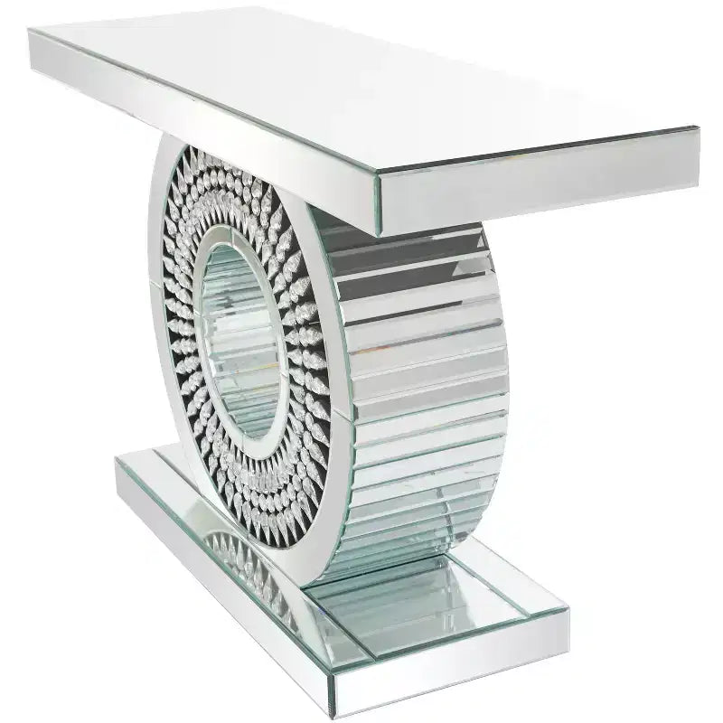 Glam Glass Crystal Console Table Silver - Olivia & May: Luxury Entryway Furniture, No Drawers