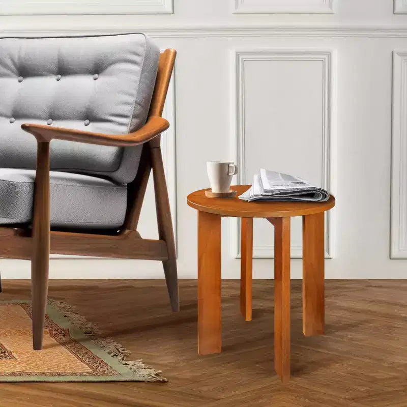 16" Round Side End Table with American Gum Wood Sweet Oak - Flora Home
