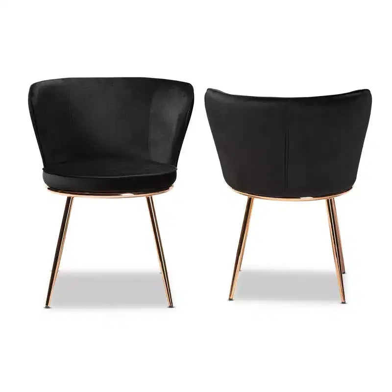 2pc Farah Velvet Fabric Upholstered Metal Dining Chair Set - Baxton Studio