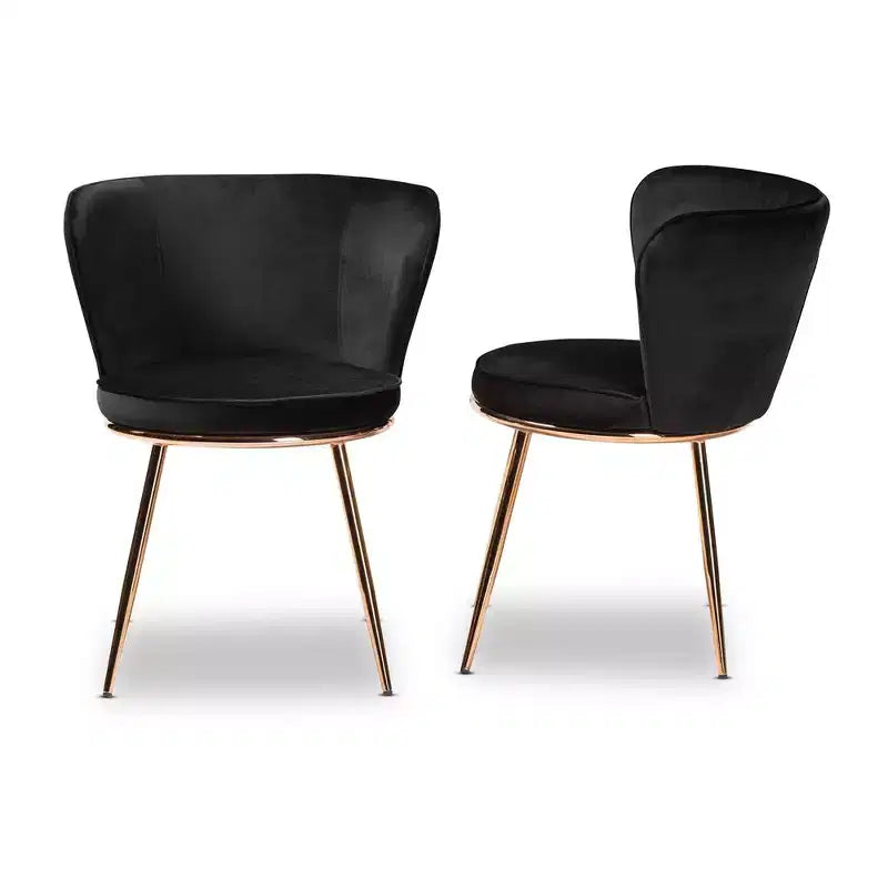 2pc Farah Velvet Fabric Upholstered Metal Dining Chair Set - Baxton Studio