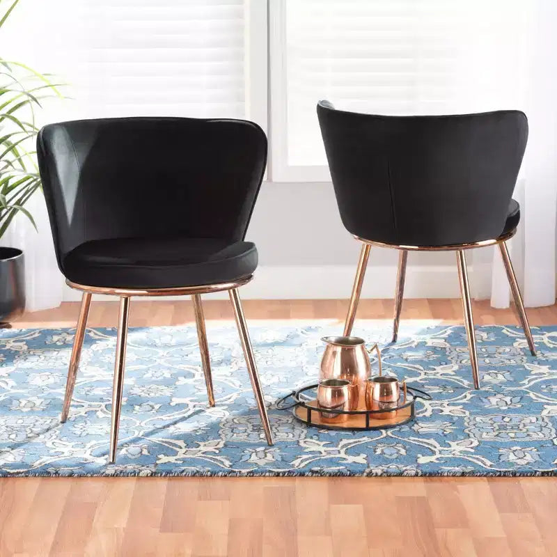 2pc Farah Velvet Fabric Upholstered Metal Dining Chair Set - Baxton Studio