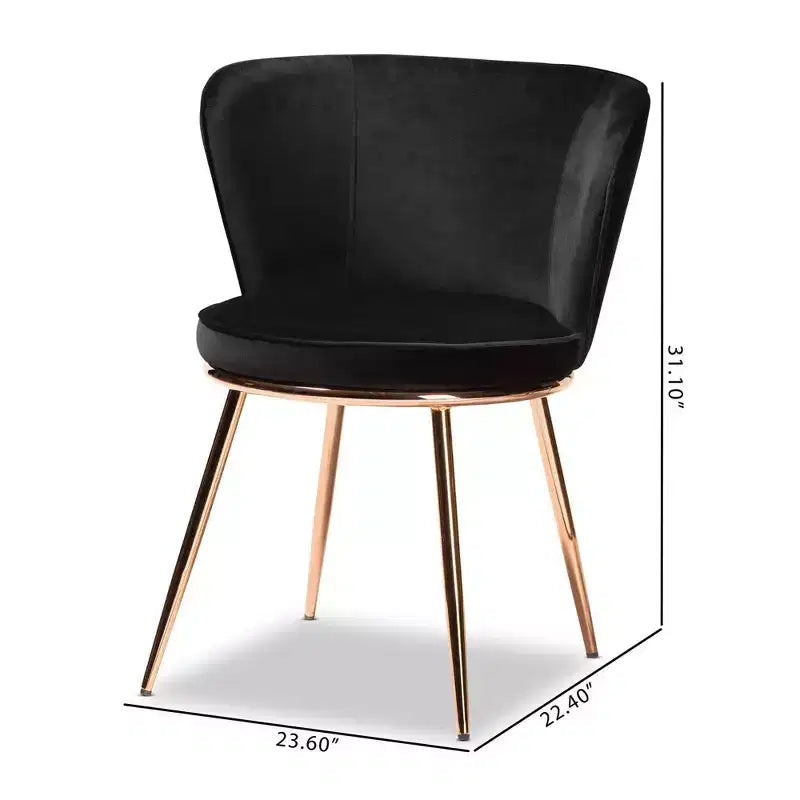 2pc Farah Velvet Fabric Upholstered Metal Dining Chair Set - Baxton Studio