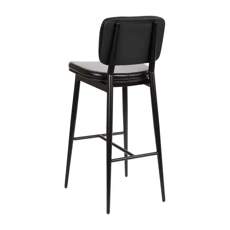 Flash Furniture Kenzie Commercial Grade Mid-Back Barstools - LeatherSoft Upholstery - Iron Frame with Integrated Footrest - Set of 2
