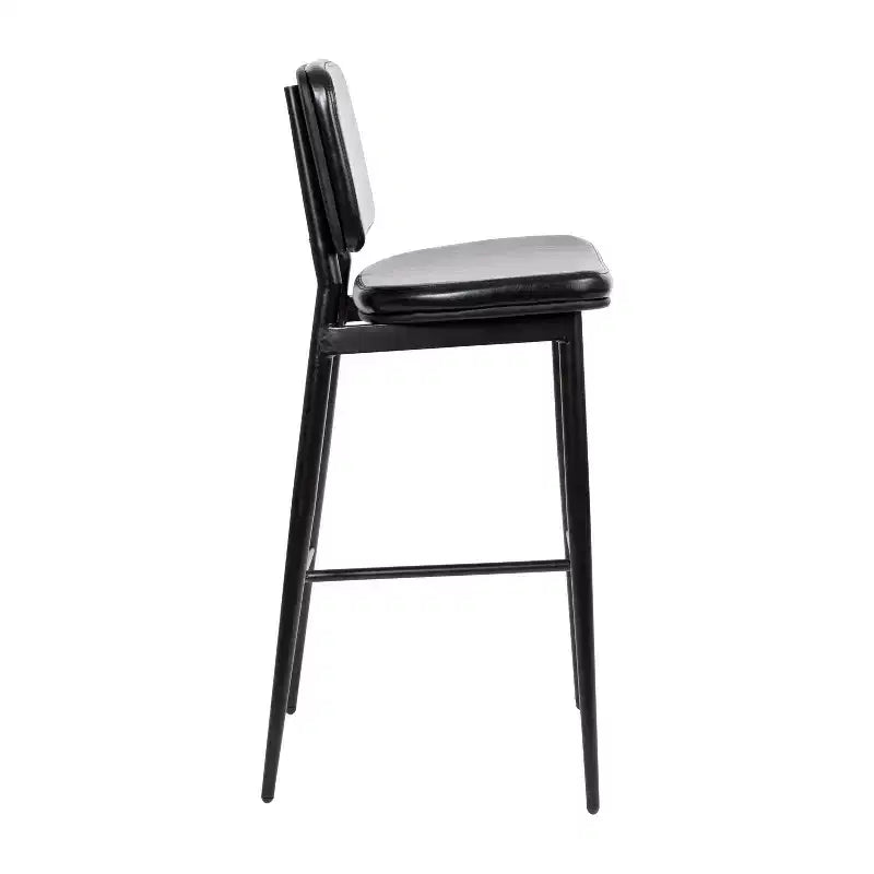 Flash Furniture Kenzie Commercial Grade Mid-Back Barstools - LeatherSoft Upholstery - Iron Frame with Integrated Footrest - Set of 2