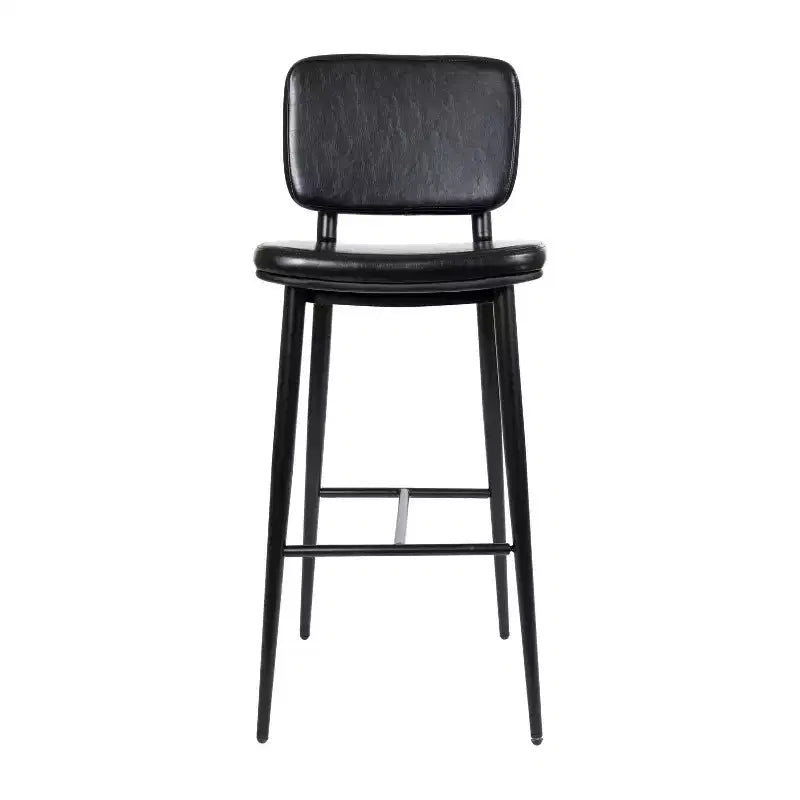 Flash Furniture Kenzie Commercial Grade Mid-Back Barstools - LeatherSoft Upholstery - Iron Frame with Integrated Footrest - Set of 2