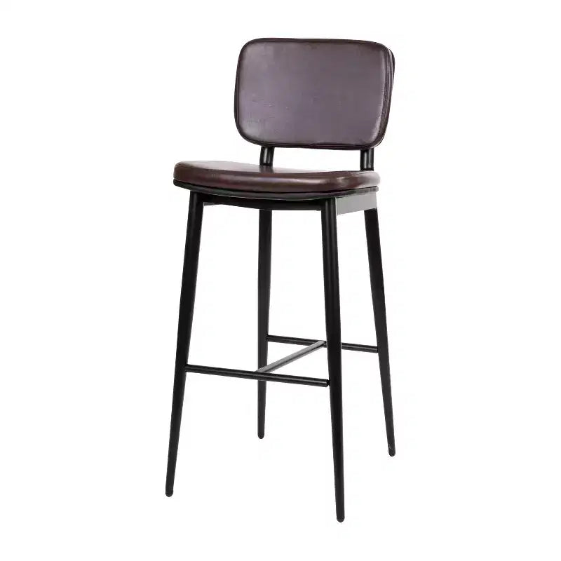 Flash Furniture Kenzie Commercial Grade Mid-Back Barstools - LeatherSoft Upholstery - Iron Frame with Integrated Footrest - Set of 2