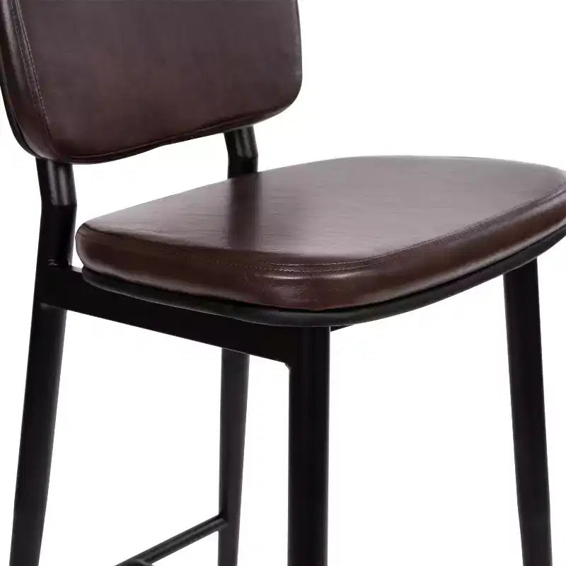 Flash Furniture Kenzie Commercial Grade Mid-Back Barstools - LeatherSoft Upholstery - Iron Frame with Integrated Footrest - Set of 2
