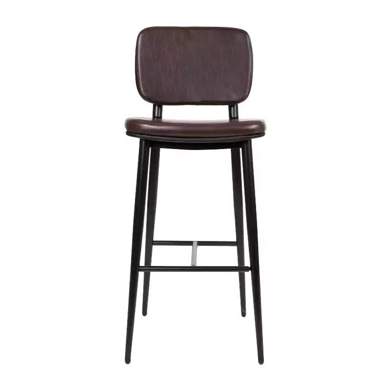 Flash Furniture Kenzie Commercial Grade Mid-Back Barstools - LeatherSoft Upholstery - Iron Frame with Integrated Footrest - Set of 2