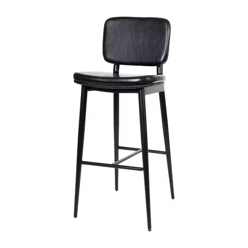 Flash Furniture Kenzie Commercial Grade Mid-Back Barstools - LeatherSoft Upholstery - Iron Frame with Integrated Footrest - Set of 2