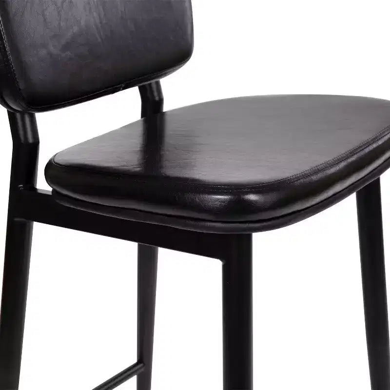 Flash Furniture Kenzie Commercial Grade Mid-Back Barstools - LeatherSoft Upholstery - Iron Frame with Integrated Footrest - Set of 2