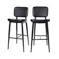 Flash Furniture Kenzie Commercial Grade Mid-Back Barstools - LeatherSoft Upholstery - Iron Frame with Integrated Footrest - Set of 2
